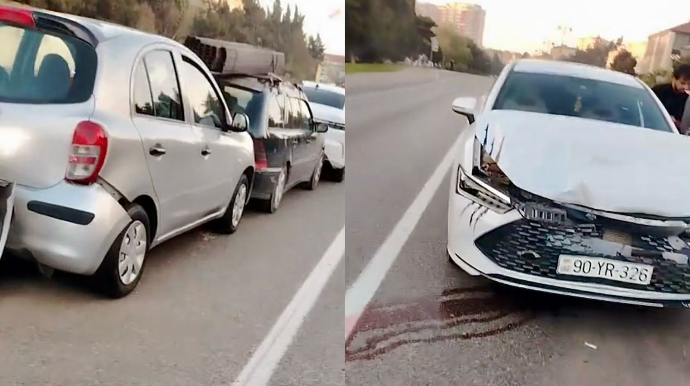 В Баку столкнулись 5 автомобилей — ВИДЕО