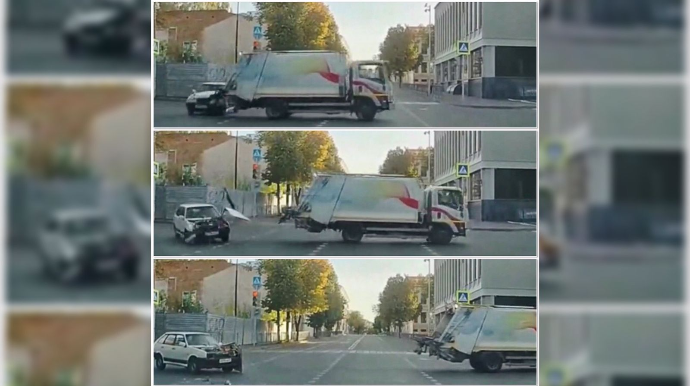 Qayda pozan sürücü yolayrıcında yük maşını ilə toqquşdu    - VİDEO