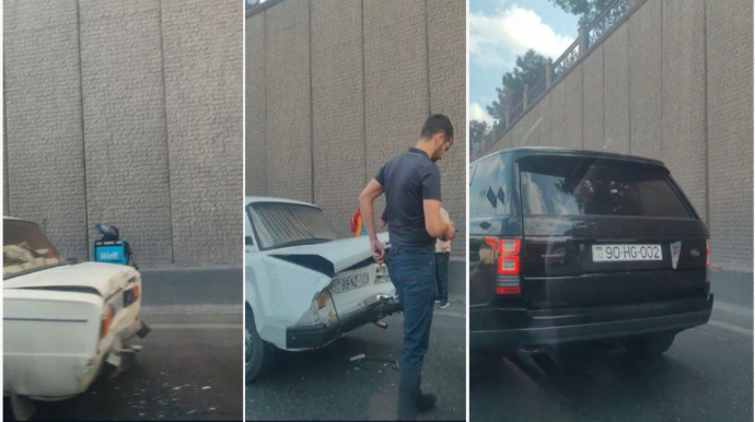 Bakıda 002 nömrəli "Range Rover" sürücüsü maşınları qabağına qatıb əzdi - VİDEO