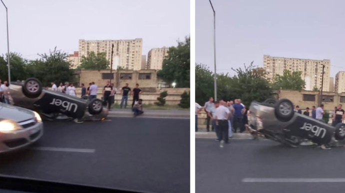 Bakıda taksi yol qəzası törədib, xəsarət alan var