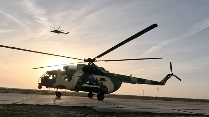 Azərbaycanın hərbi helikopterləri havaya qalxdı - VİDEO 