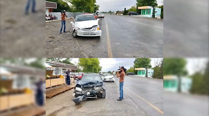 Məzun qəza törətdi, avtomobillər yararsız vəziyyətə düşdü  - VİDEO