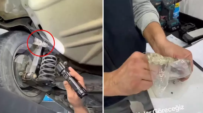 Texniki baxış məntəqəsində maşının altından görün nə çıxdı - VİDEO 