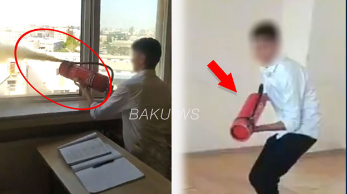 Azərbaycanda orta məktəbdə şagird özbaşınalığı - VİDEO 