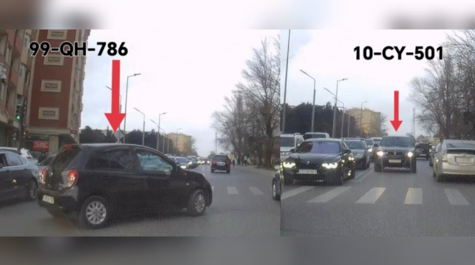 Qaydaları saymayan sürücülər: Biri qırmızıda keçdi, o biri əks yola çıxdı - VİDEO