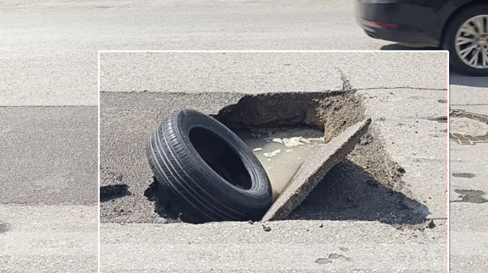 Bakının mərkəzində yeni təmir olunan yol çökdü: Təhlükə yarandı – FOTO - VİDEO 