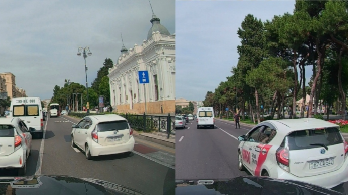 Polisin göstərişini düzgün icra etməyən sürücülər avtobus zolağına girib qayda pozdular - VİDEO