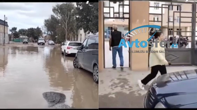 Binədə məktəbin qarşısındakı vəziyyət şagirdlərə çətinlik yaradır - VİDEO 
