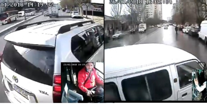 Bakıda avtobusların qarşısını kəsən "qəhrəman" sürücülər - VIDEO