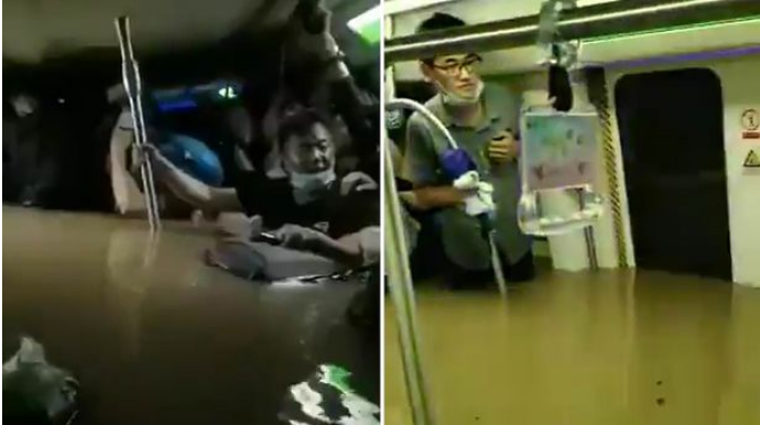 Çində metronu yenə su basdı  - VİDEO