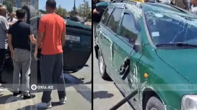 Bakıda “Opel” aşdı: yaralanan var   - VİDEO