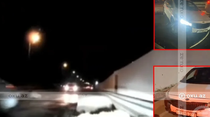 Bakıda yolda qazılmış çuxur qəzaya səbəb oldu - VİDEO 