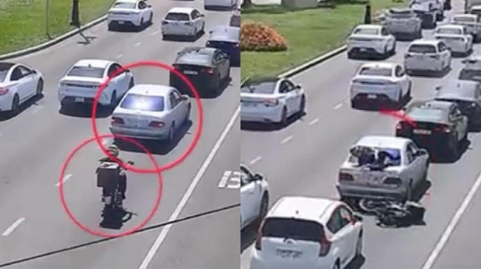 Bakıda ara məsafəsi saxlamayan moped sürücüsü "Mercedes"in baqajında oturdu - VİDEO 