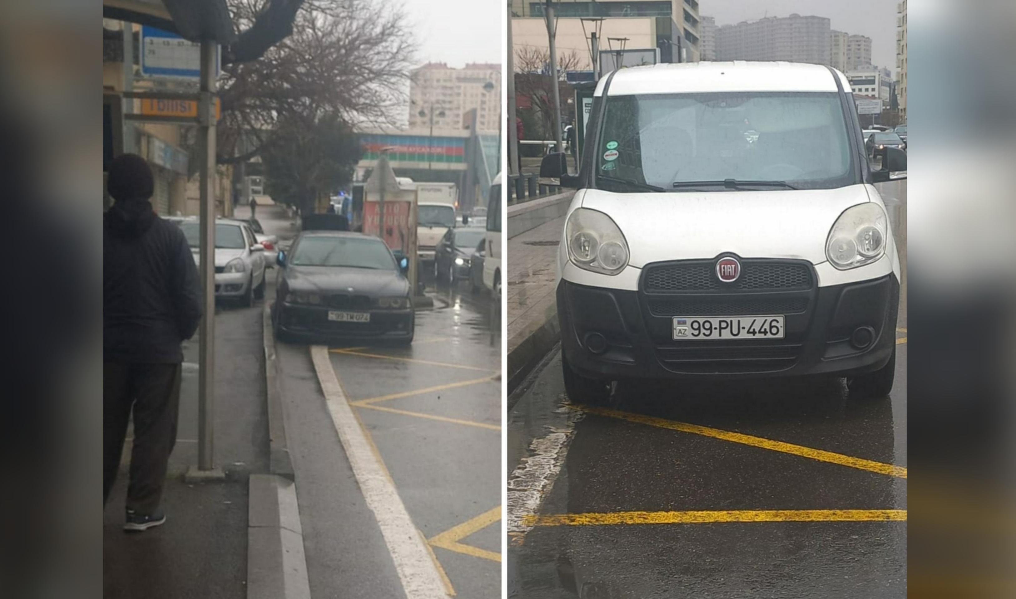 Bakının avtobus dayanacaqlarını zəbt edən sürücülər  - FOTO