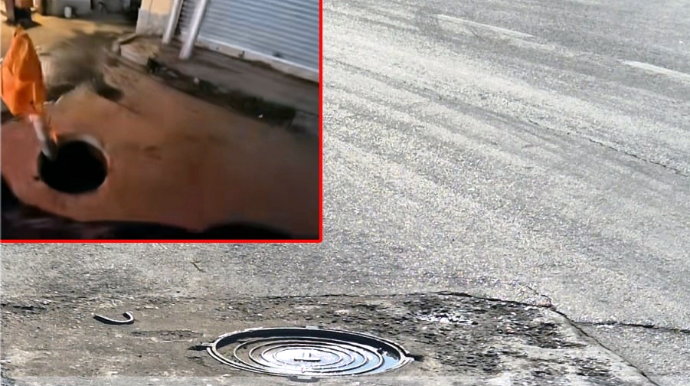 Sürücülərin kabusuna çevrilən kanalizasiya lükləri: Bir küçə, onlarla təhlükə - FOTO - VİDEO 