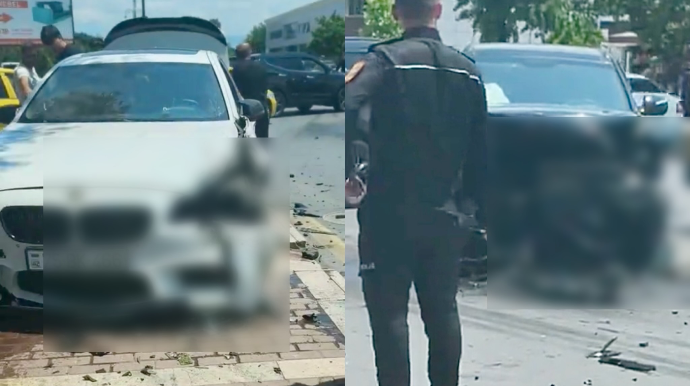 Naxçıvanda “BMW” ilə toqquşan “Hyundai” tanınmaz hala düşdü - VİDEO