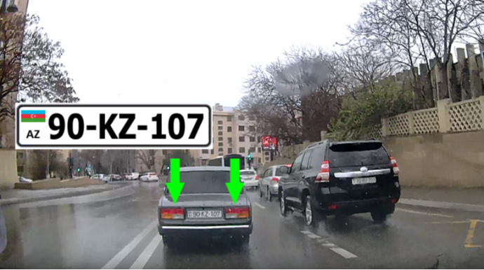 Stop işıqları yanmayan sürücü təhlükə yaratdı - 90-KZ-107 - VİDEO