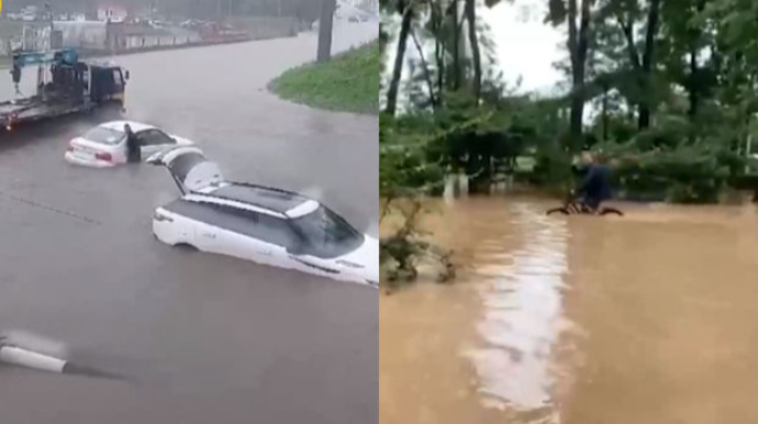 Vladivostok su altında qaldı: Yollar bağlandı - VİDEO 