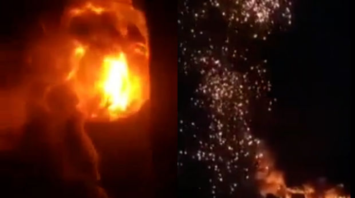 Ukraynada hərbi aerodromun vurulma anı - VİDEO