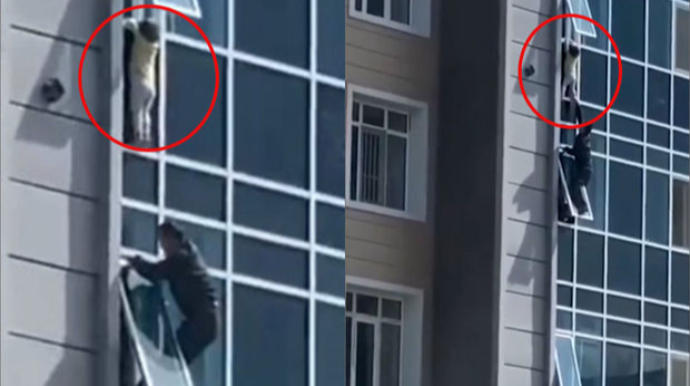 Мужчина спас девочку от падения с восьмого этажа  - ВИДЕО  - ФОТО
