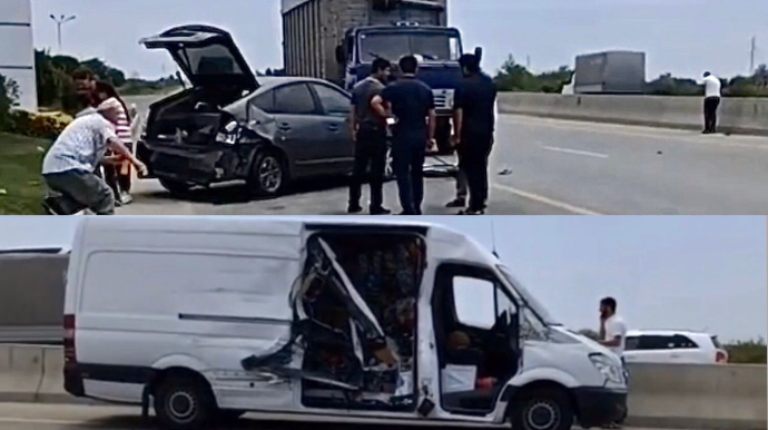 Kürdəmirdə “Toyota Prius”un iştirakıyla zəncirvari qəza   - VİDEO