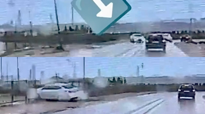 Balaxanı yolunda “sağ-sol” edən “Hyundai” dəmir çəpərə çırpıldı - REAL VİDEO