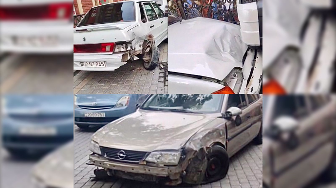 Zəncirvari qəza: Qayda pozan hər üç avtomobil qurbana çevrildi  - VİDEO