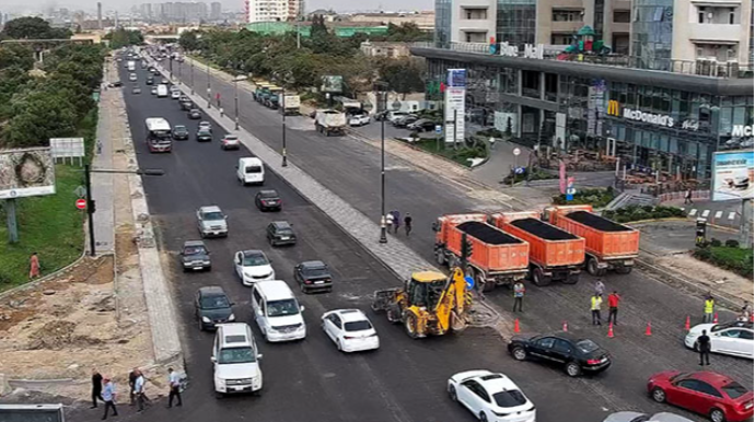 8 Noyabr prospektinin bu hissəsi bağlandı - FOTO