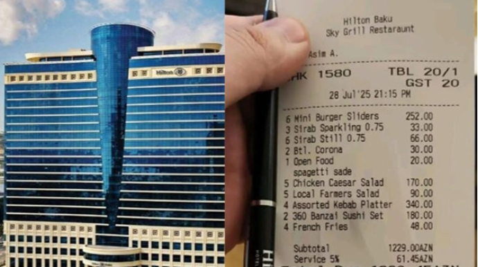 “Hilton Baku”dakı qiymətlər turistləri şoka saldı - FOTO
