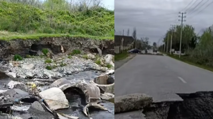 Xaçmaz yolunun bir hissəsi UÇUB:  Təmir nə vaxt başlayacaq? - FOTO - VİDEO 