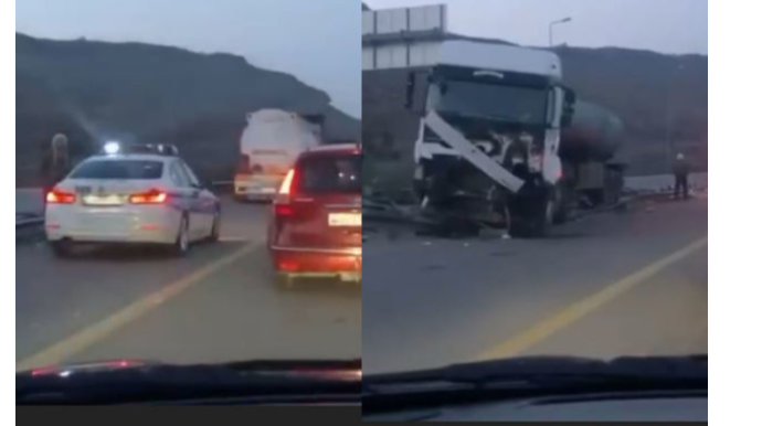 В Азербайджане фура попала в ДТП - ВИДЕО 