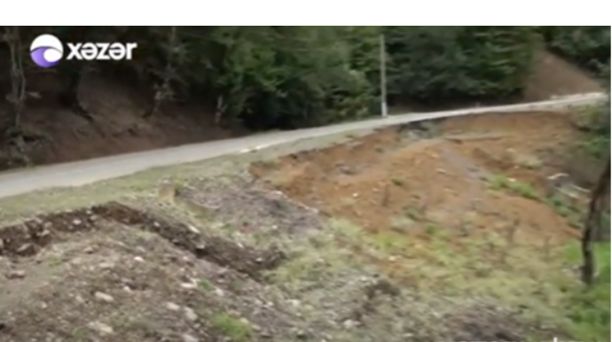 Lənkəran rayonunun 7 kəndinə aparan yol çöküb - VİDEO 
