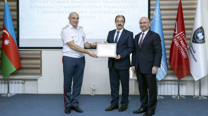 Gömrük Akademiyasına ISO standartları  üzrə beynəlxalq sertifikatlar təqdim edilib  - FOTO