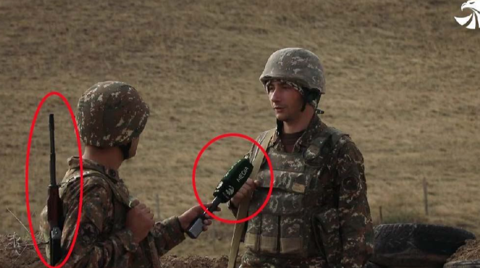 Ermənistan jurnalistləri də silahlandırıb - FOTO