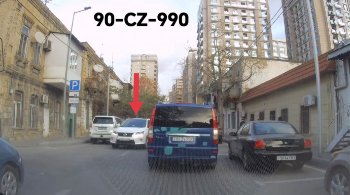 В Баку водитель проехал против движения, чтобы сократить путь ​​- 90-CZ-990 - ВИДЕО 