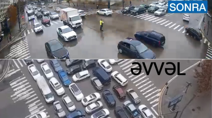 İntizamsız sürücülərin yaratdığı tıxacı yol polisi belə həll etdi - REAL VİDEO