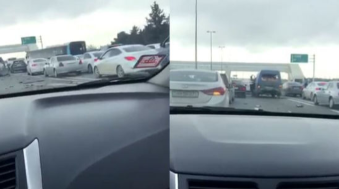 Bakıda qəza tıxaca səbəb oldu   - VİDEO
