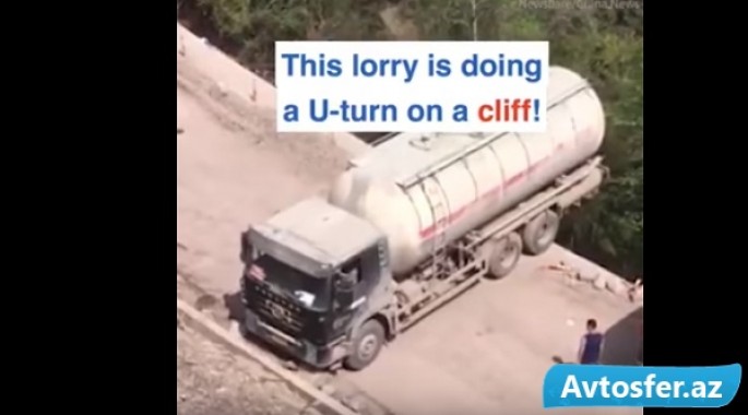 4 metrlik yolda 8 metrlik maşını döndərdi - VIDEO