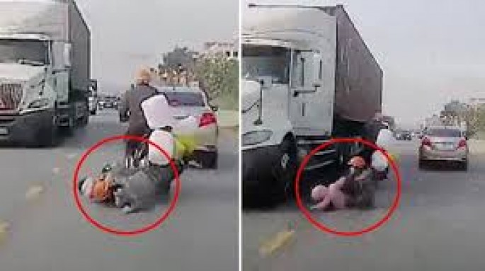 Dəhşətli qəza: ana və uşaq ölümdən son anda qurtuldu – VİDEO (+18)