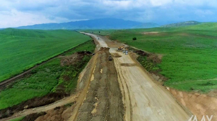 Füzuli-Ağdam yolunun inşası davam edir - FOTO 