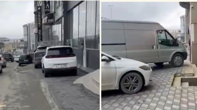 Bu prospektdə sürücülər kütləvi şəkildə səkini zəbt edirlər - VİDEO