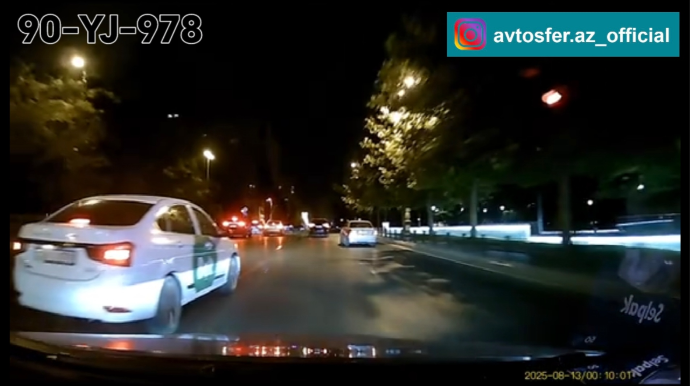 В Баку таксист нарушил правила и создал опасность для других участников движения - ВИДЕО 