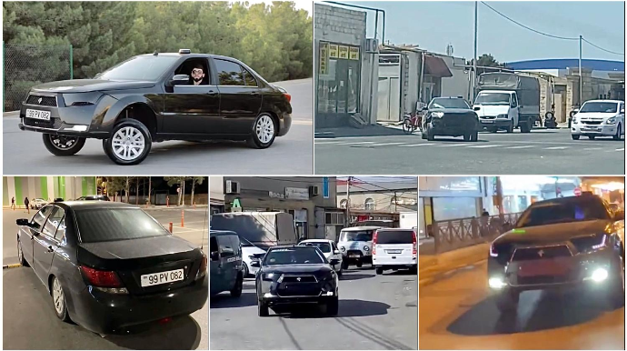 Maşına sayrışan işıq quraşdırıb nömrəsiz və nasaz halda sürür - 99-PV-082   - VİDEO