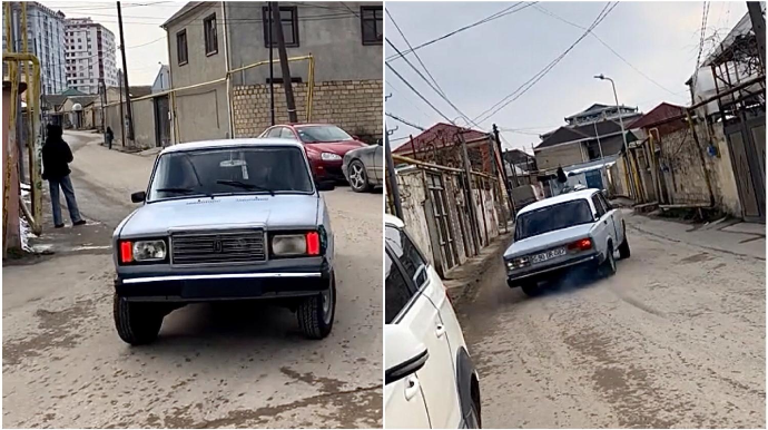 Yaşayış zonasında nömrəsiz “VAZ”la “hoqqa” verən sürücü - 90-DR-087   - VİDEO