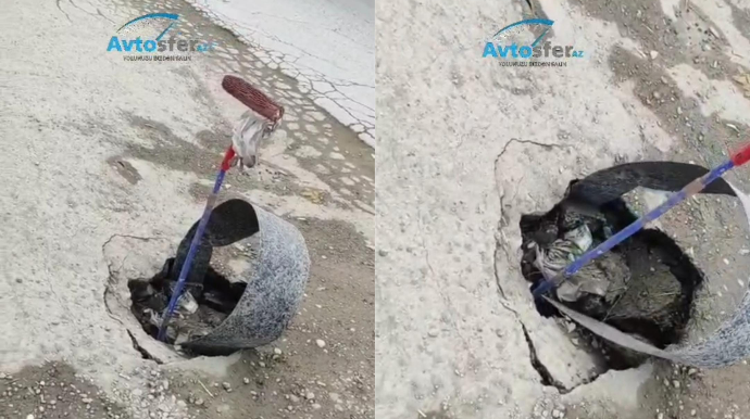 В Хокмали просела дорога, повысился риск ДТП – ВИДЕО  