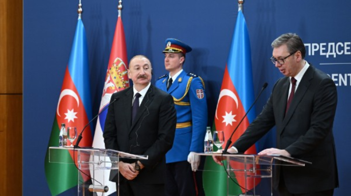 İlham Əliyevlə Vuçiç mətbuata bəyanatlarla çıxış ediblər - FOTOLAR   - YENİLƏNİB