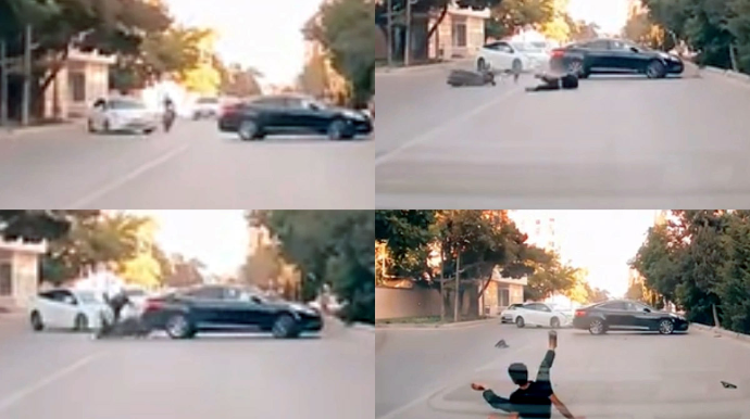 Qəfil manevr edən sürücü qəzaya səbəb oldu - ANBAAN VİDEO 