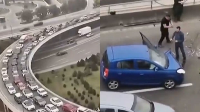 Bakıda körpüdə baş verən qəza tıxaca səbəb oldu   - VİDEO