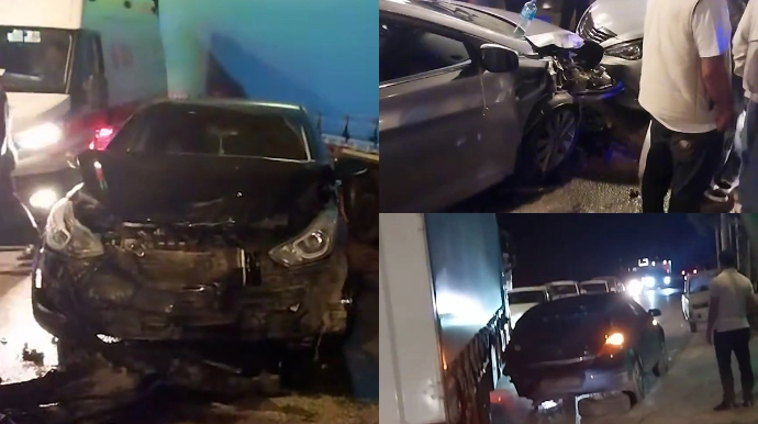 Bakıda zəncirvari QƏZA: 3 avtomobil toqquşdu - VİDEO