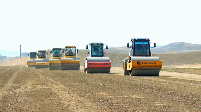 Horadiz-Cəbrayıl-Zəngilan-Ağbənd yolunun tikintisi sürətlə davam etdirilir - FOTO